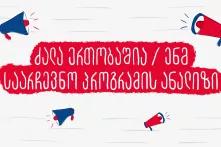 პოსტერი  წარწერით - ძალა ერთობაშია/ენმ საარჩევნო პროგრამის ანალიზი