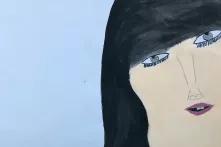 ნახატი - ქალი შავი თმით, წინამოთი