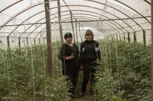 ფერმერი დედა-შვილი სათბურში